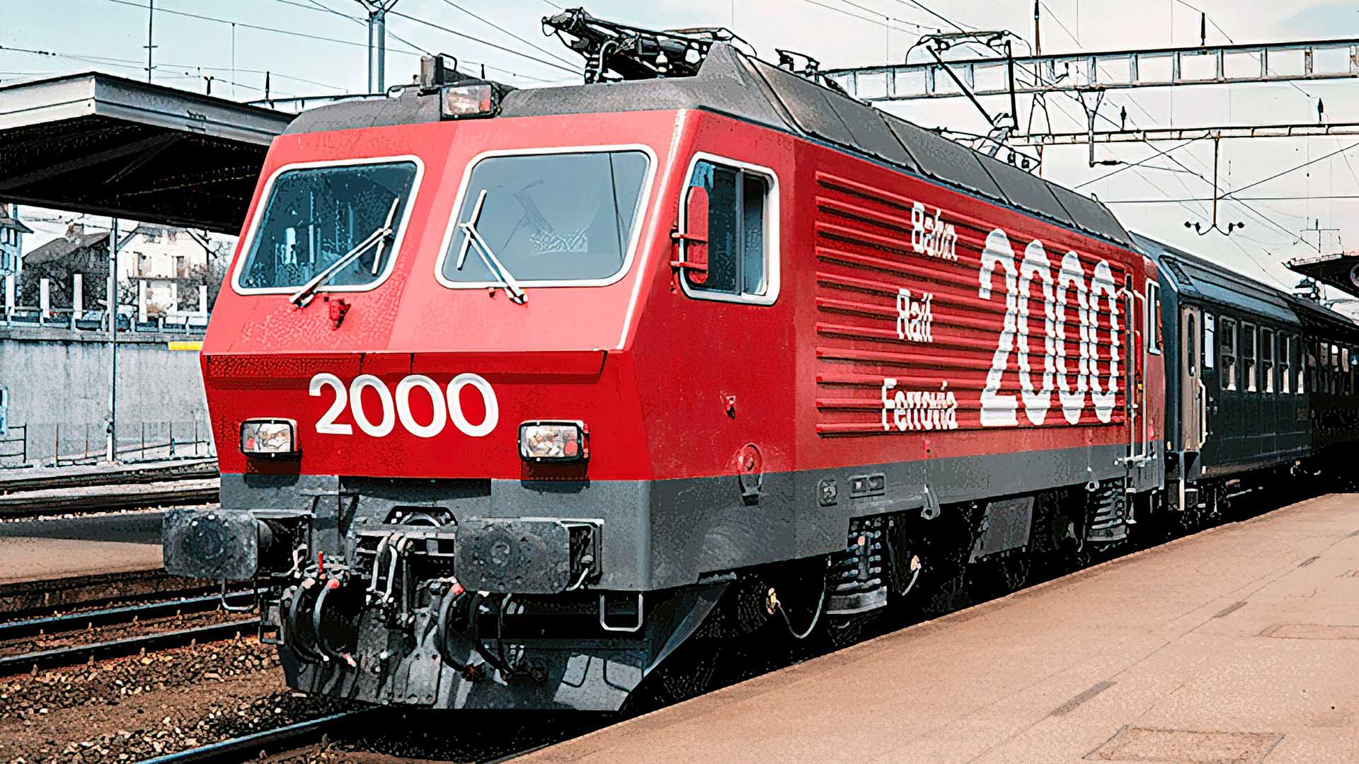 Eine Bahn-200-Lokomotive im Bahnhof von Morges