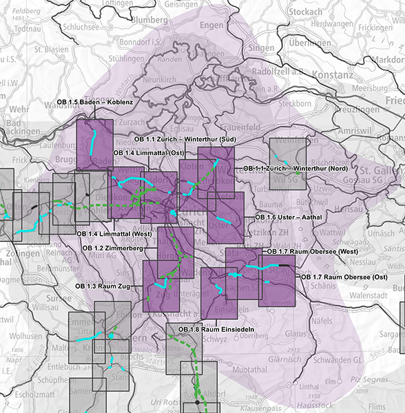 Carte Espace métropolitain de Zurich