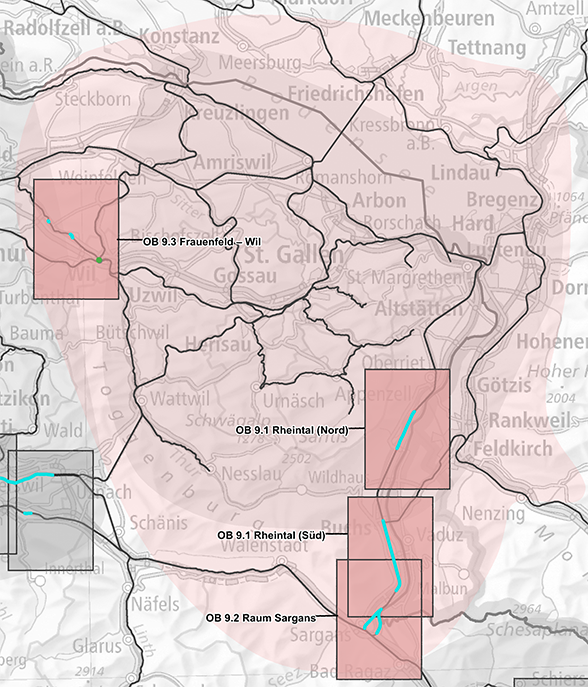 Carte Territoire d'action Nord-Est de la Suisse