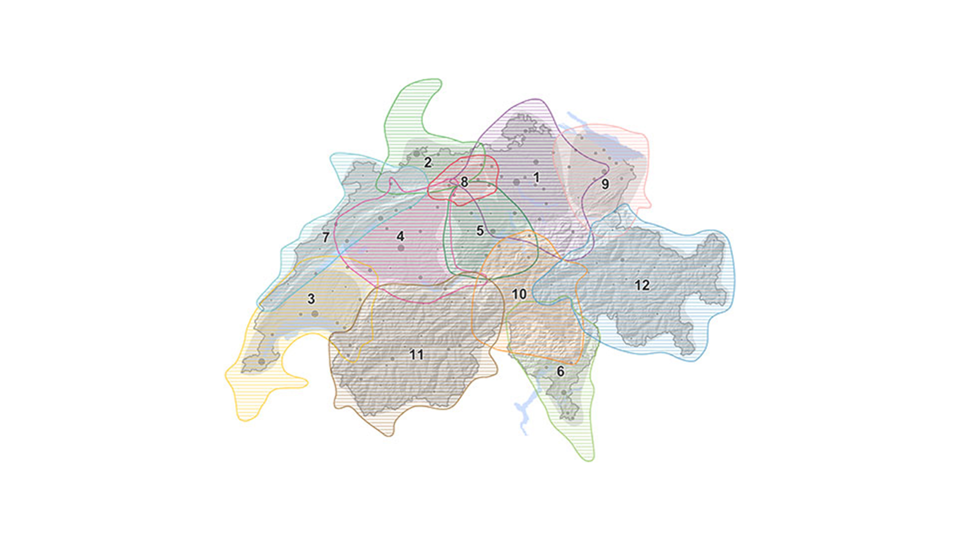 SIS Carte synoptique territoires d'action selon Projet de territoire Suisse