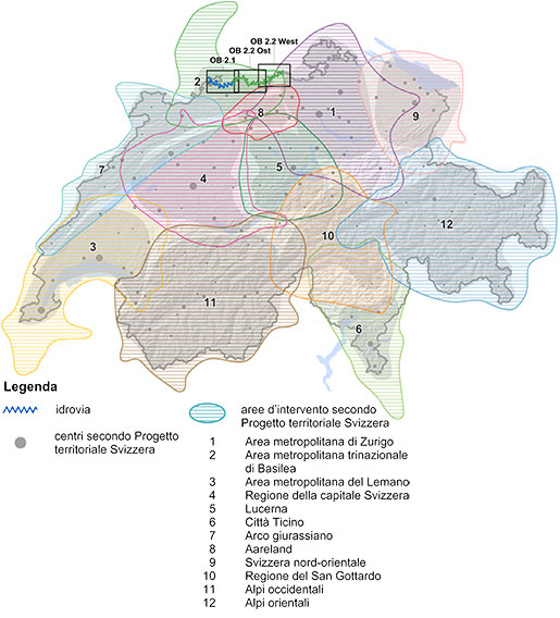 SIF Carta d'insieme Aree d’intervento secondo Progetto territoriale Svizzera